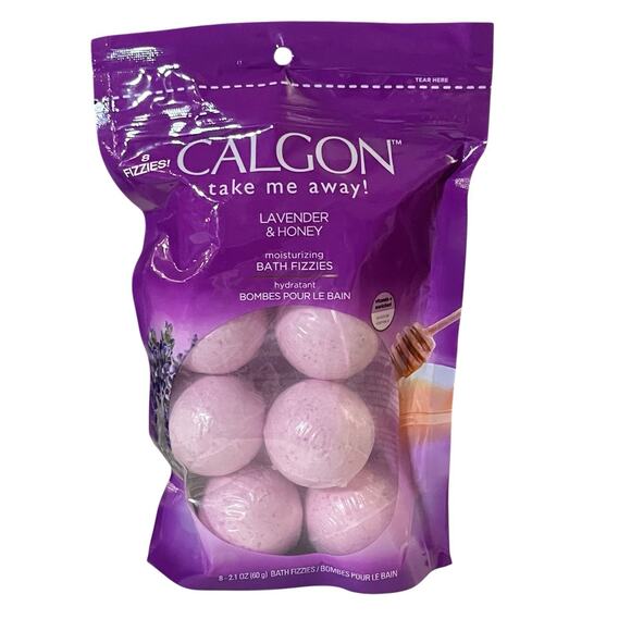 Calgon Take Me Away Lavender & Honey 8 Ct Moisturizing Vit E Bath Fizzies - Picture 1 of 5